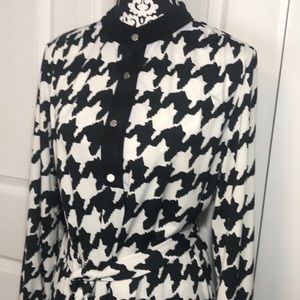 Houndstooth Sheath Dress with Belt